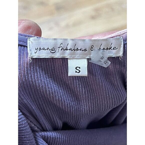 Young Fabulous & Broke Small Robbie Midi Dress Acid Dyed Lavender Purple Ribbed - Picture 7 of 7